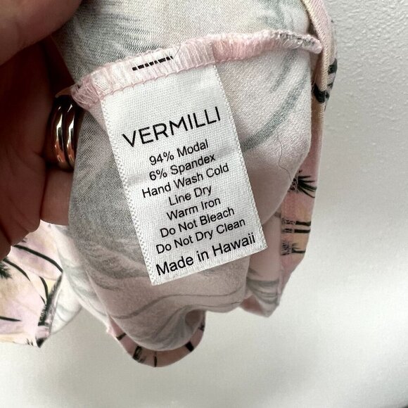 Vermilli Hawaii Womens Medium Large Valentine Pink Soaring Palm Tree Dress - Picture 5 of 8